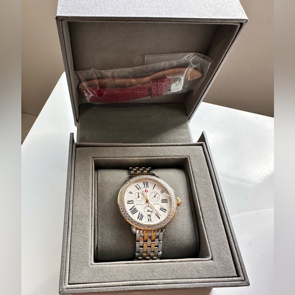 Michele Serein Two Tone Watch with Diamonds
